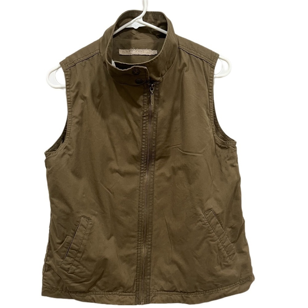 Max Jeans Utility Vest Size Small  Brown Face 98% Cotton